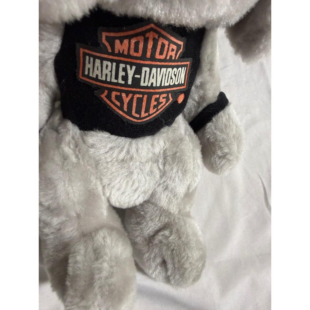 Vintage Harley Davidson Bulldog Plush Biker Dog Play-By-Play Grey 10 Inch - Picture 6 of 8